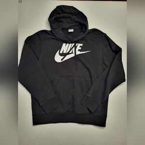 Nike Men's Medium Print Logo Athletic Hoodie Hooded Sweatshirt Pullover Black